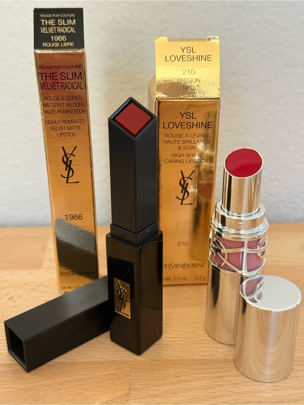 YSL Lipstick Bundle Lot of 2 The Slim Velvet Radical 1966 + Loveshine 210